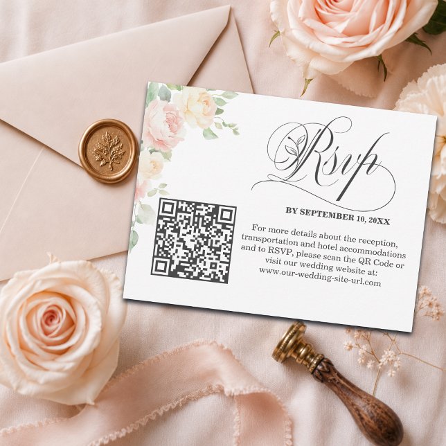 Postal Código QR de rosas suaves elegantes para RSVP de b (Subido por el creador)