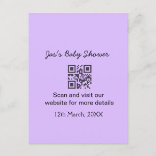 Postal Código qr de texto simple morado para baby shower 