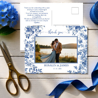 Postal Código QR de Toile Azul Romántico Foto Gracias
