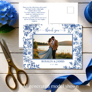 Postal Código QR de Toile Azul Romántico Foto Gracias
