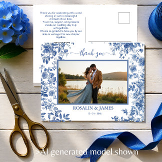 Postal Código QR de Toile Azul Romántico Foto Gracias