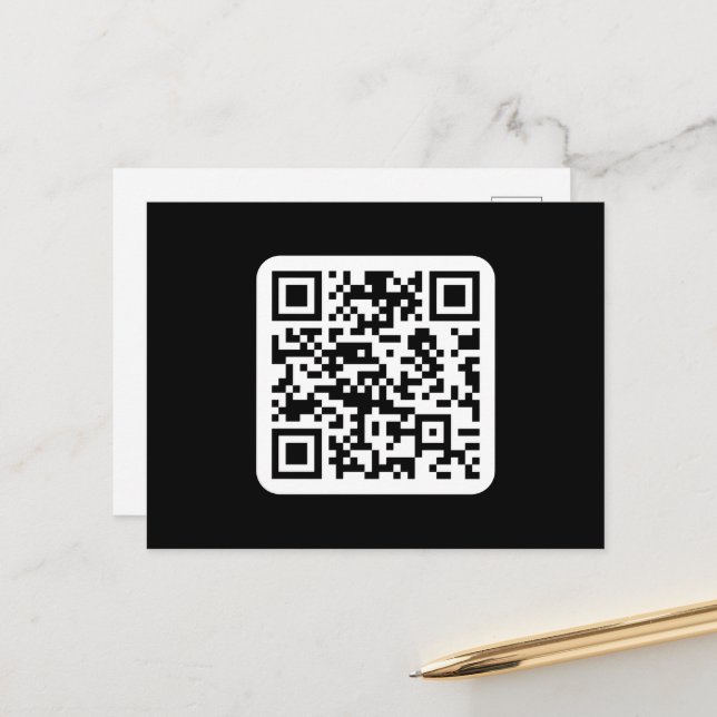 Postal Código QR moderno editable | Negro Blanco o cualqu (Anverso/Reverso In Situ)