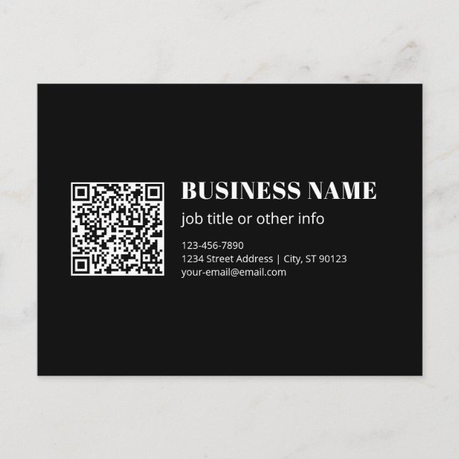 Postal Código QR personalizado y texto retro-moderno edit (Anverso)