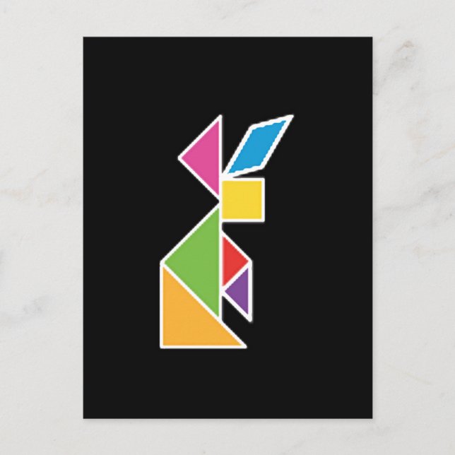 Postal coelho tangram rabbit (Anverso)