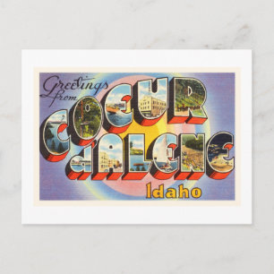 Postal Coeur d'Alene Idaho ID Antiguo recuerdo de viajes