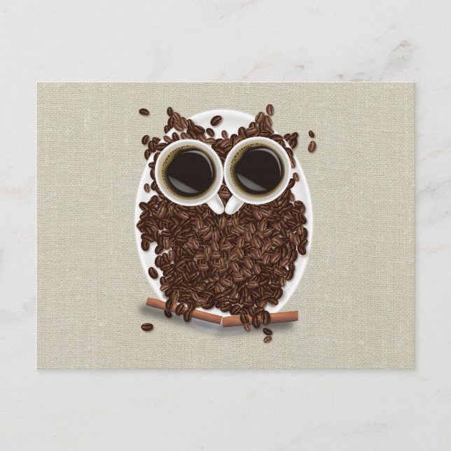 Postal Coffee Bean Owl (Anverso)