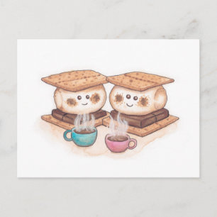 Postal Coffee de la pareja Cute S'mores Fecha
