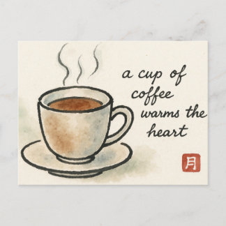 Postal Coffee Etegami Postcard