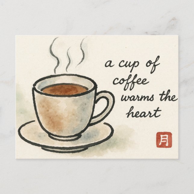 Postal Coffee Etegami Postcard (Anverso)