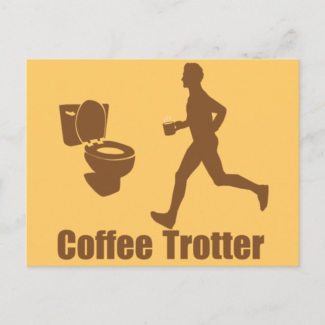 Postal Coffee Trotter divertido (Anverso)