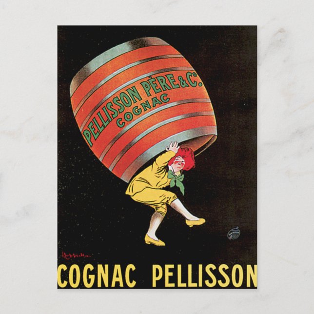 Postal Cognac Pellisson Vintage Wine Ad Art (Anverso)