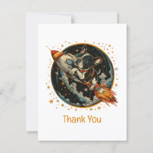 Postal Cohete de Gracias Bulldog Francés Astronauta