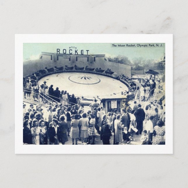 Postal Cohete lunar, Parque Olímpico, Irvington, NJ Vinta (Anverso)