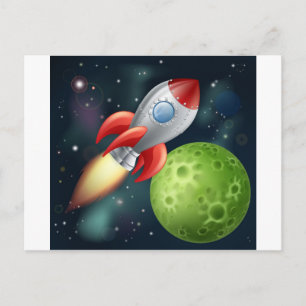 Postal cohete personalizado en el espacio