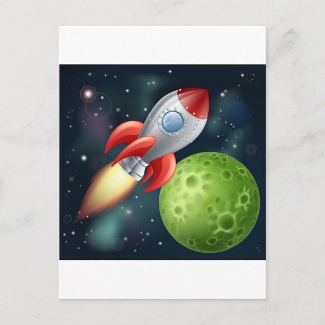 Postal cohete personalizado en el espacio (Anverso)
