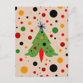 Postal Cohete retro de árbol de Navidad moderno de mediad