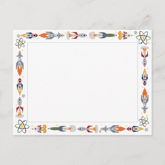 Postal Cohetes vintage de frontera científica y frontera  (Anverso)