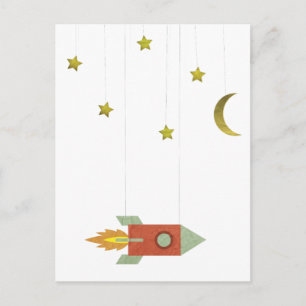 Postal Cohetes Vintage En El Espacio