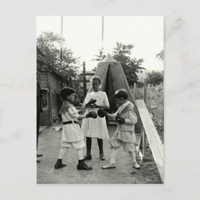 Postal Coincidencia de boxeo en el patio trasero de 1915 (Anverso)