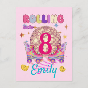 Postal Coincidencia de Chica de cumpleaños de Roller en p