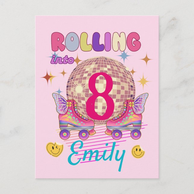 Postal Coincidencia de Chica de cumpleaños de Roller en p (Anverso)