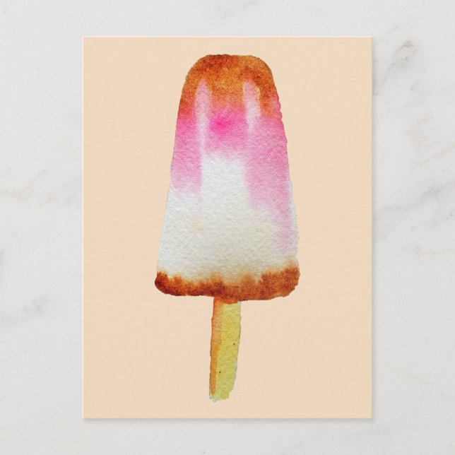 Postal Cola popsicle lindo Summertime acuarela arte (Anverso)