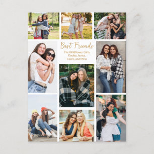 Postal Colage de fotos de mejores amigos personalizado y 