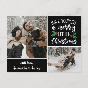 Postal Colage de fotos personalizado de Navidad Nombre 2
