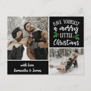 Postal Colage de fotos personalizado de Navidad Nombre 2