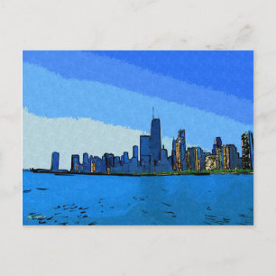 Postal Colage de pintura del horizonte de Chicago