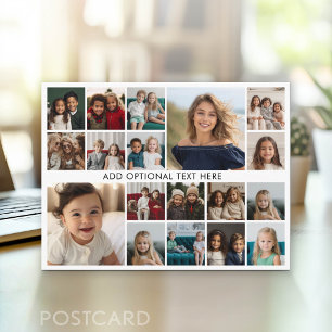 Postal Colaje de 18 fotos personalizadas - Negro - texto