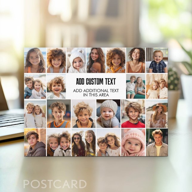 Postal Colaje de 23 fotos con cuadro de texto (Photo Postcard - Customize with your favorite photos)