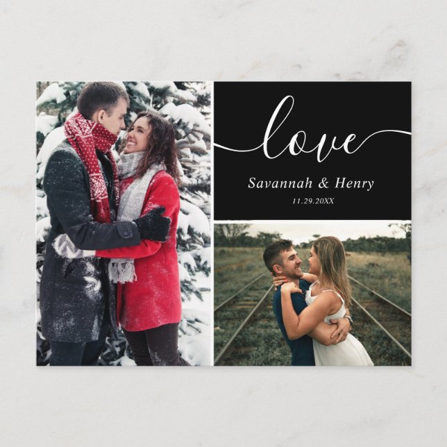 Postal Colaje de Dos Fotos Amor Negro Letra (Anverso)