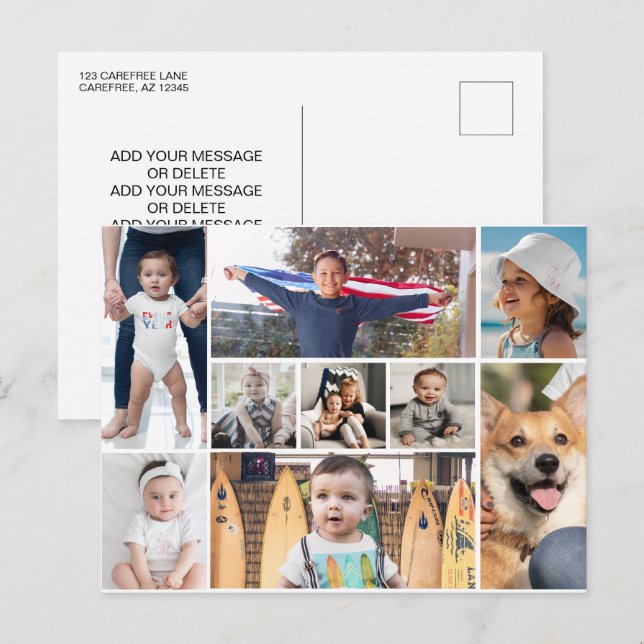 Postal Colaje de fotos de 9 imágenes (Anverso / Reverso)