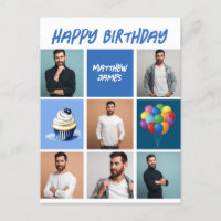 Colaje de Fotos Personalizadas Cumpleaños Azul