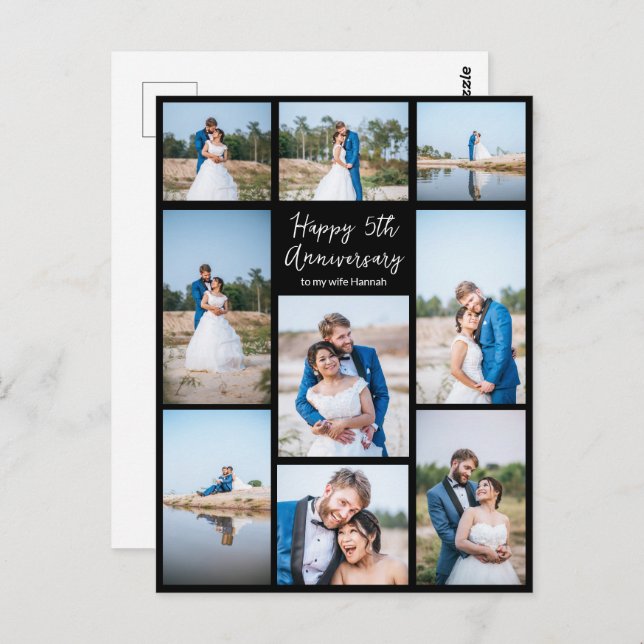 Postal Colaje de fotos personalizadas para aniversario de (Anverso / Reverso)