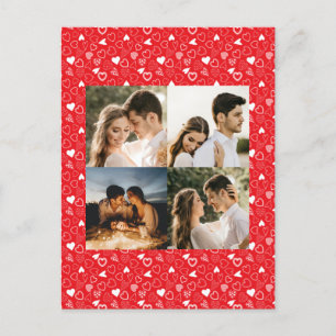 Postal Colaje de fotos personalizado patrón de Corazones