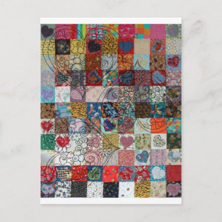 Postal colcha con corazones