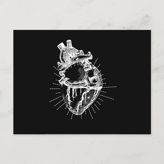 Postal Colección Anatómica Corazón Blanco y Negro (Anverso)