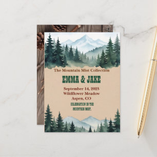 Postal Colección de Boda Bosque de Pino Kraft Rústico