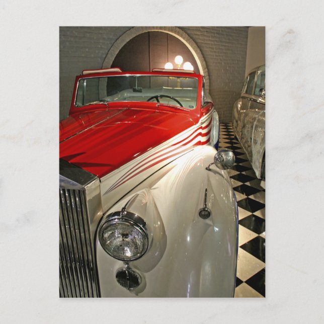 Postal Colección de coches en la Fundación Liberace y (Anverso)