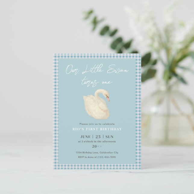Postal Colección de cumpleaños Pearl Swan (Anverso de pie)