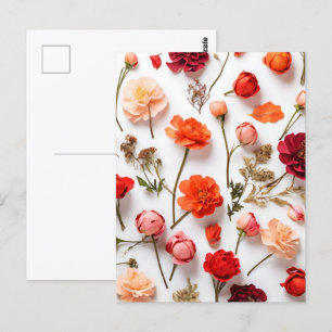 Postal Colección de flores de primavera