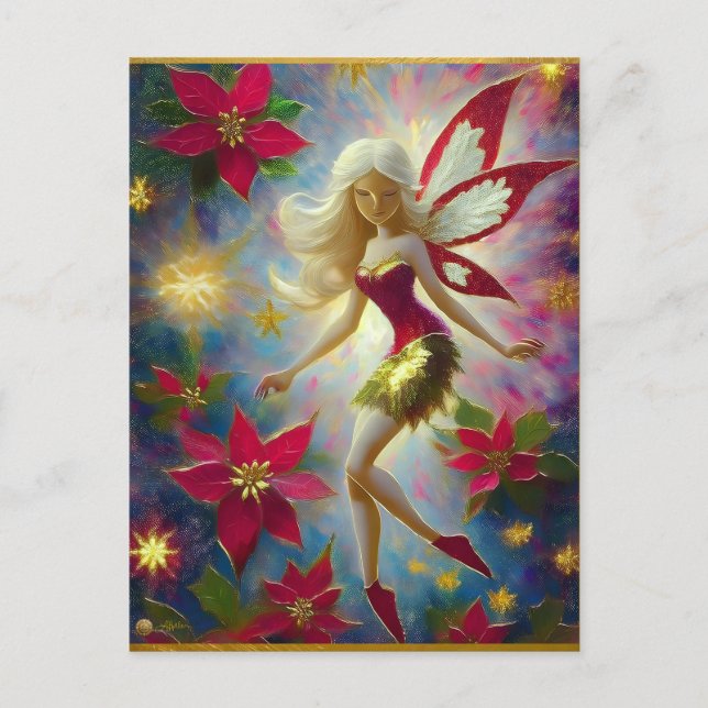 Postal Colección de Hada de Navidad - Cabello Rubio Plati (Anverso)