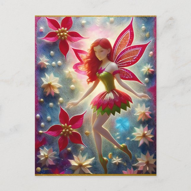 Postal Colección de Hadas de Navidad - Cabello Rojo (Anverso)