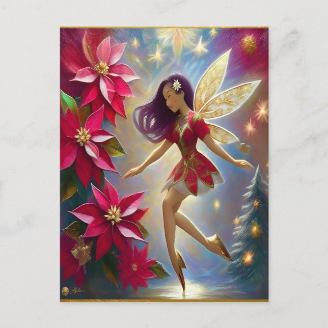 Postal Colección Hada de Navidad - Cabello Ciruela Recto (Anverso)