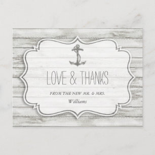 Postal Colección Nautical Whitewashed Wood Beach Wedding