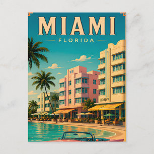 Postal 🌊 Colección Retro de la Ciudad de Miami South Bea
