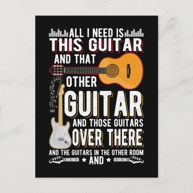 Postal Coleccionista de Guitarra Guitarrista Divertido Am (Anverso)