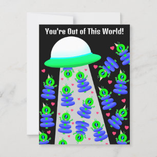 Postal Colegio de San Valentín con extraterrestres por Jo